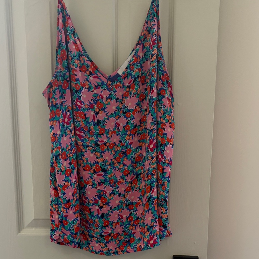 LOFT Pink & Blue Floral V-Neck Camisole